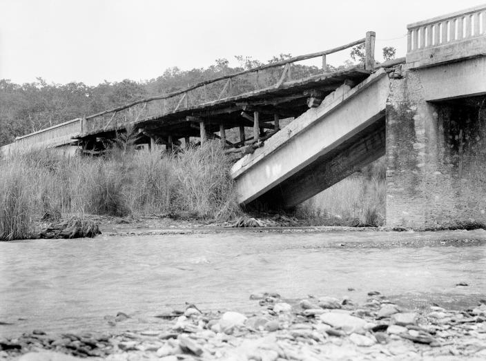 The Glano Bridge destroyed by the No 2 Independent Company’s engineer section du